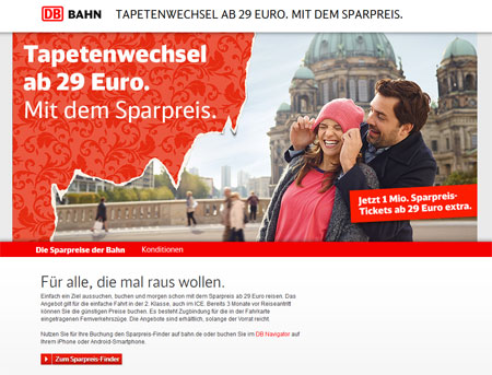 Screenshot Homepage Deutsche Bahn