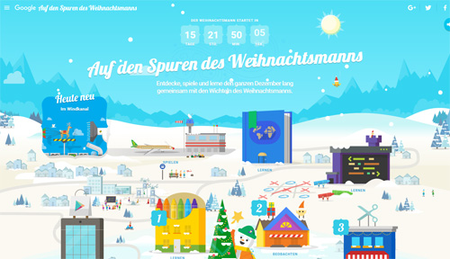 Screenshot "Google Auf den Spuren des Weihnachtsmanns"