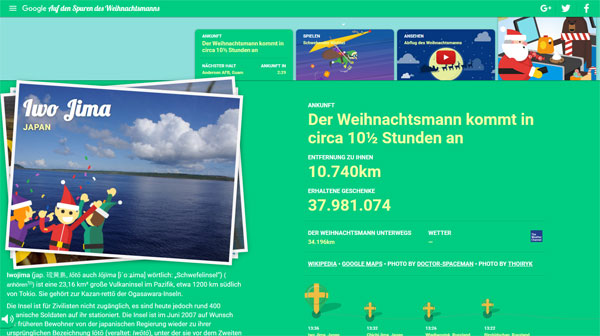 Screenshot Google Santa Tracker | © Google