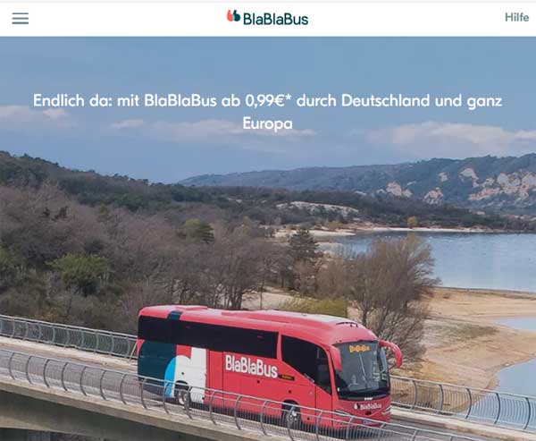 Screenshot Website von BlaBlaBus