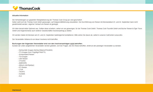 Screenshot thomascook.de